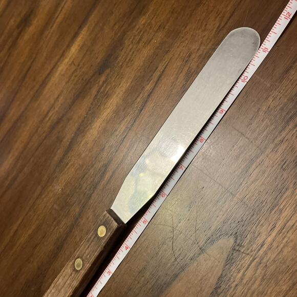 Vintage Stanley 7” Spatula Stainless Steel Serrated Blade Wood Handle Cake Frost - Picture 4 of 7
